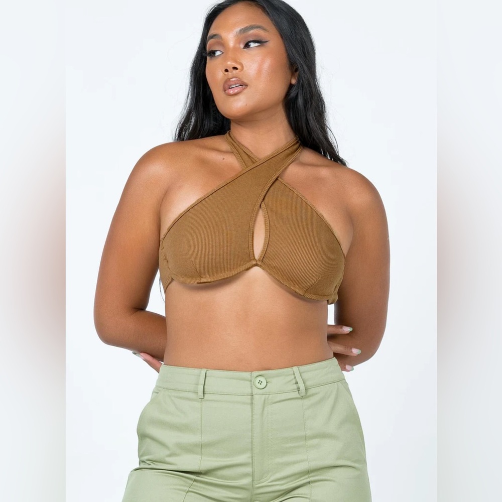 NWT Princess Polly Organic Cotton Harlem Top Beige